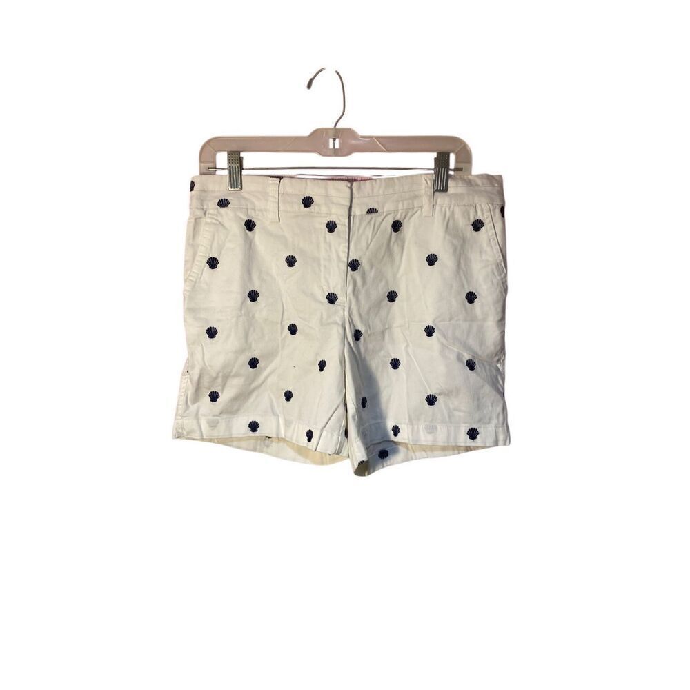 British Khaki Women’s White Embroidered Clam Chino Shorts Size 8